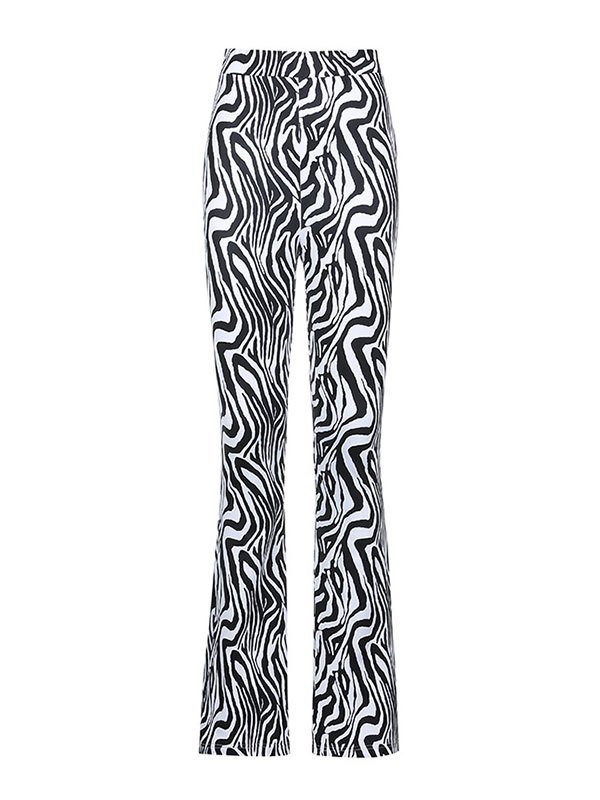 EMMIOL Pantalones acampanados a rayas onduladas