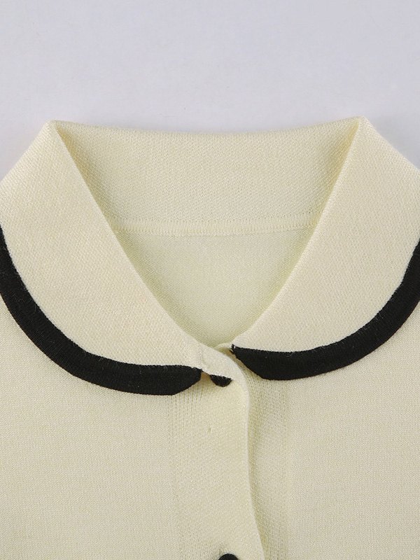 EMMIOL Peter Pan Collar Floral Crop Cardigan