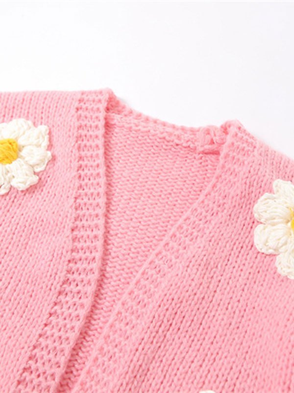 EMMIOL Cárdigan corto floral de punto de ganchillo