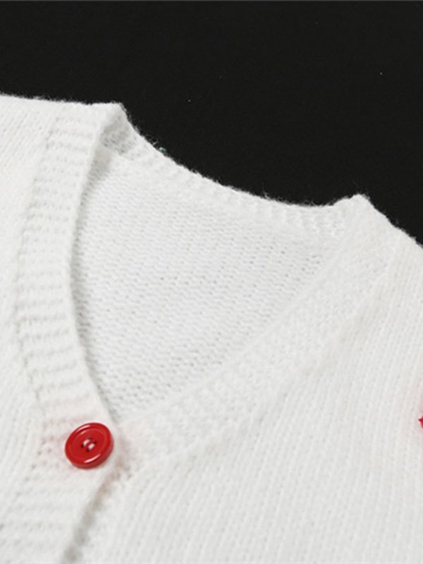 EMMIOL Strickjacke mit erdbeerfarbener Häkelarbeit