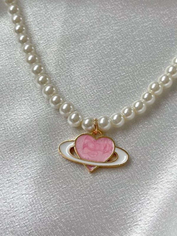 EMMIOL Heart-shaped Planet Pearl Necklace