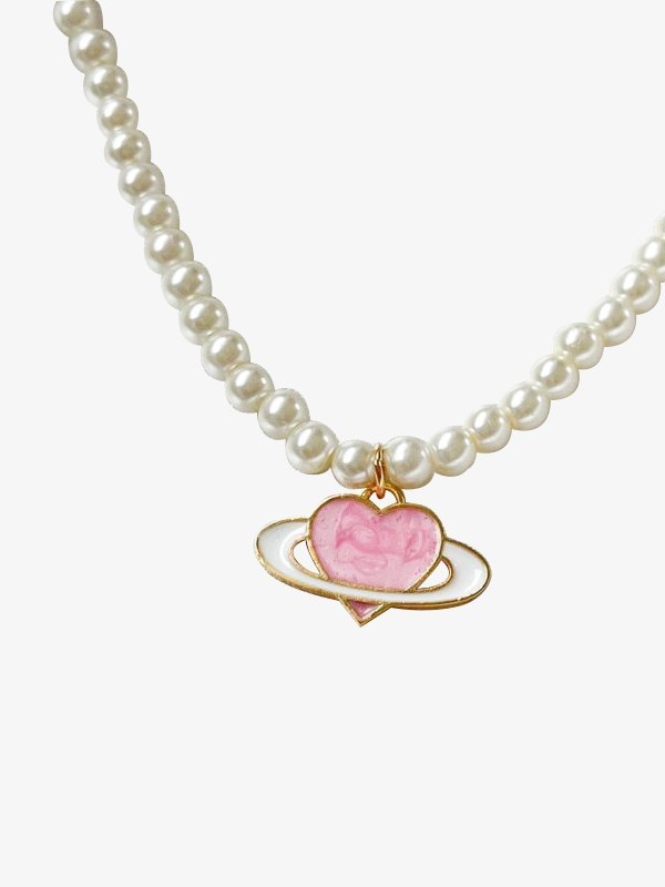 EMMIOL Heart-shaped Planet Pearl Necklace