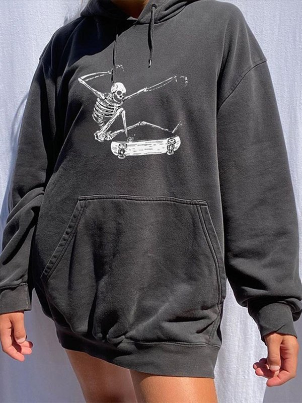 EMMIOL Kapuzenpullover Liebe mit Totenkopf-Skater-Druck