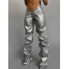 EMMIOL Stacked Low Waist Pu Leather Pants