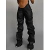 EMMIOL Stacked Low Waist Pu Leather Pants