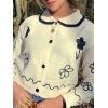 EMMIOL Peter Pan Collar Floral Crop Cardigan