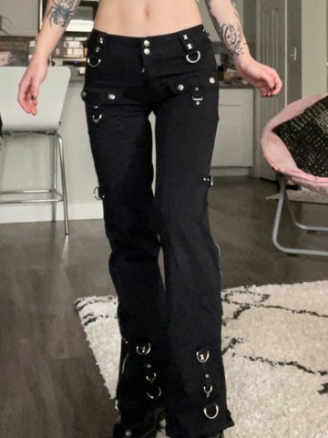Metal Decor Wide-Leg Pants