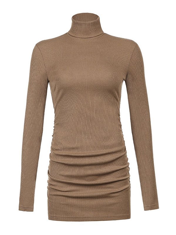EMMIOL Vestido suéter de manga larga con cuello alto