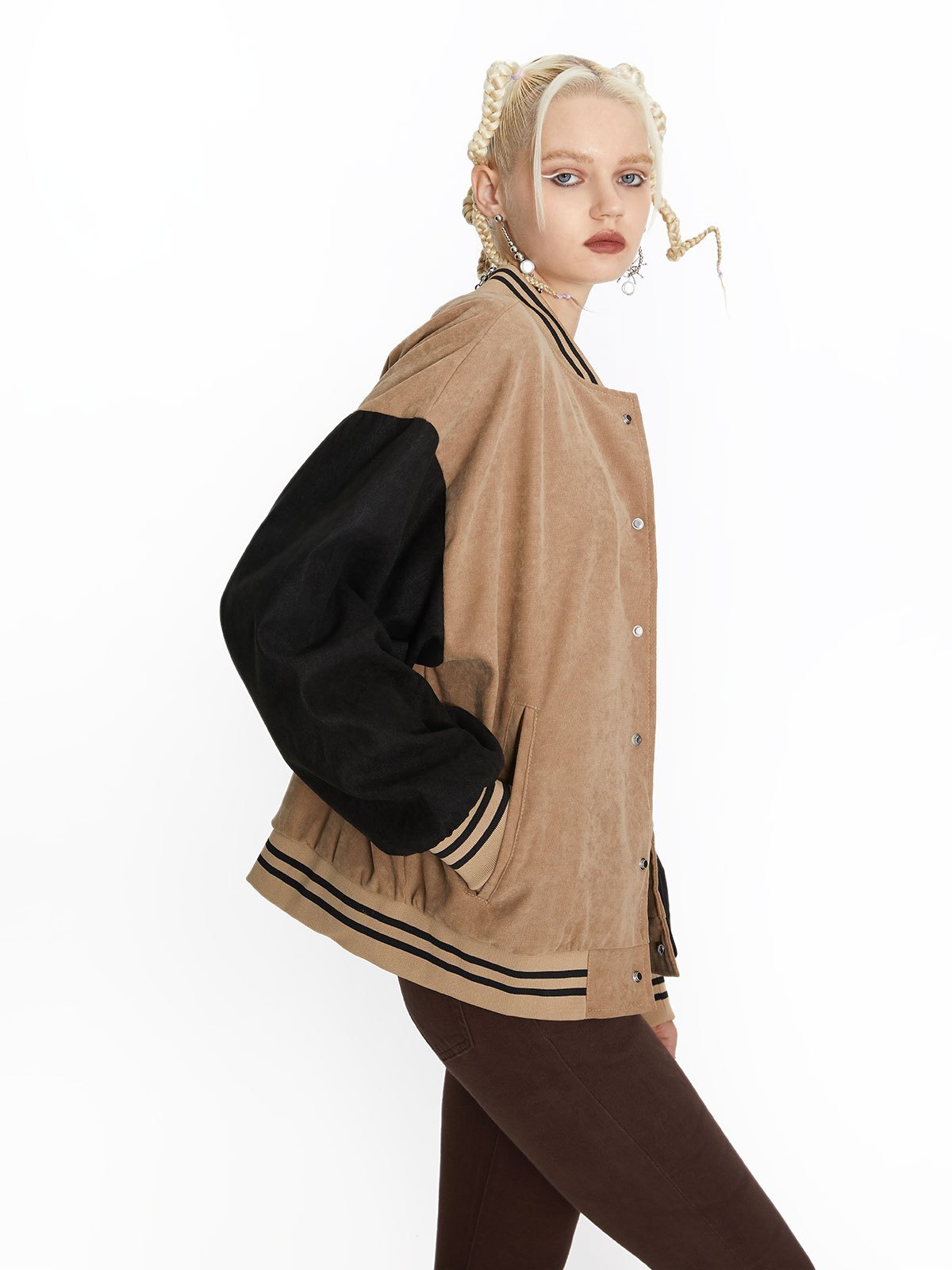 EMMIOL Vintage Embroidery Varsity Jacket