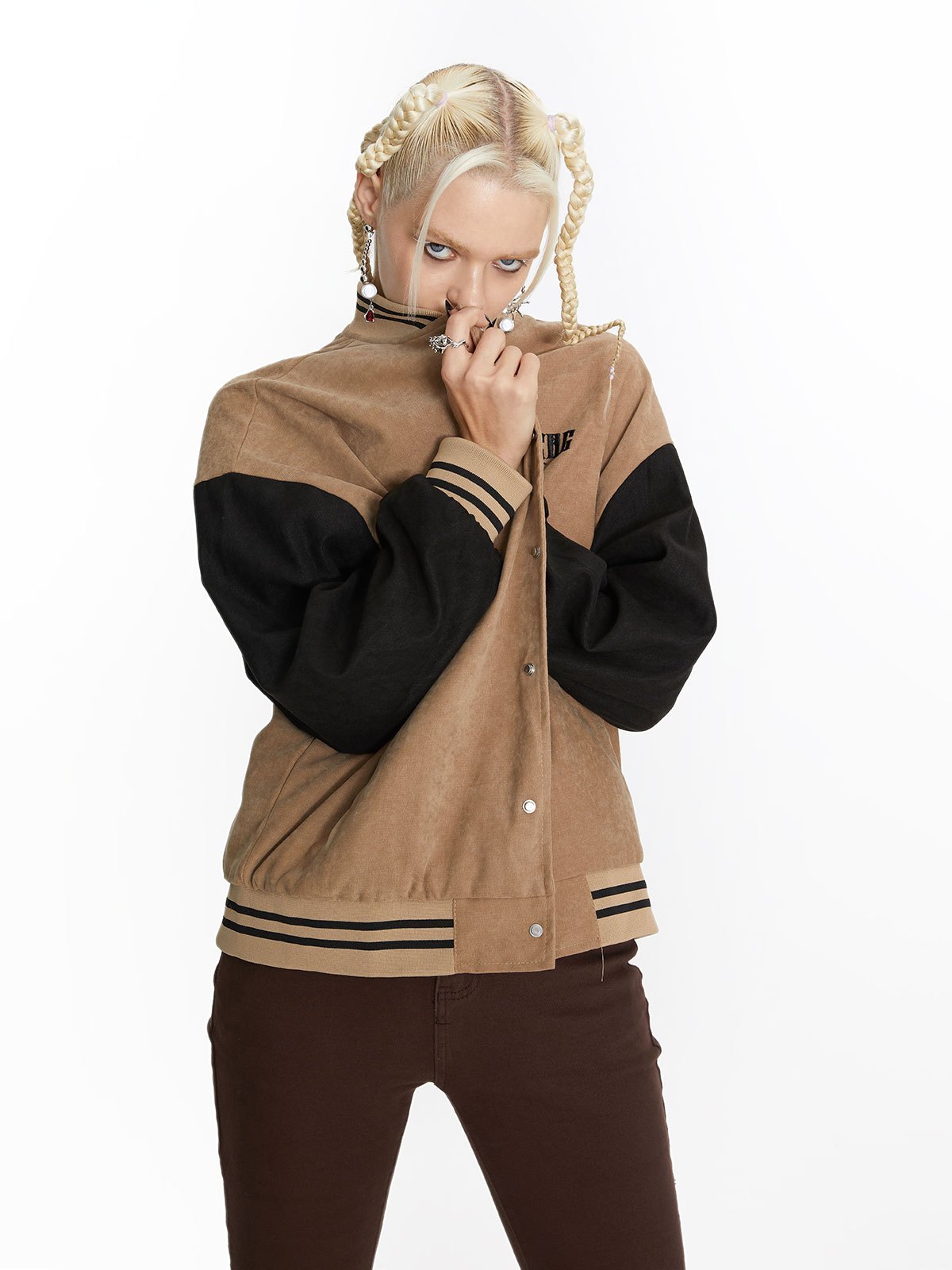 EMMIOL College-Jacke mit Vintage-Stickerei