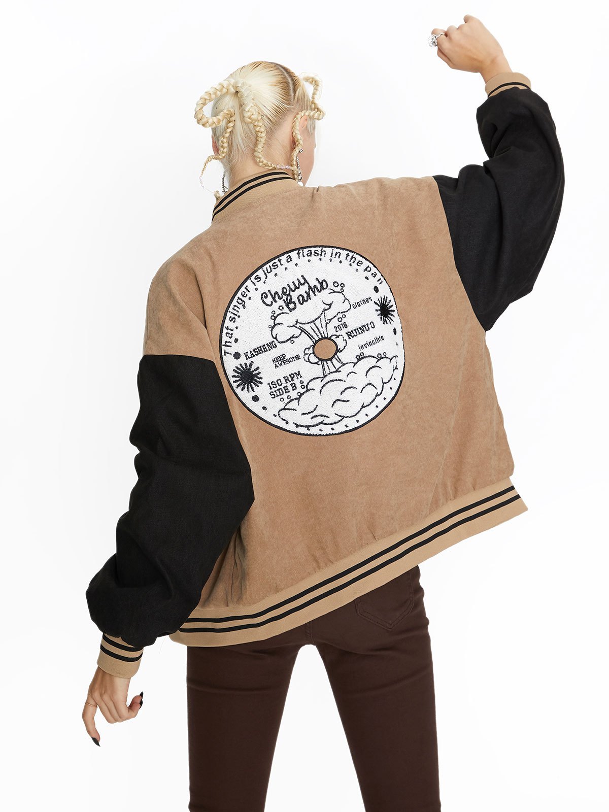 EMMIOL Vintage Embroidery Varsity Jacket