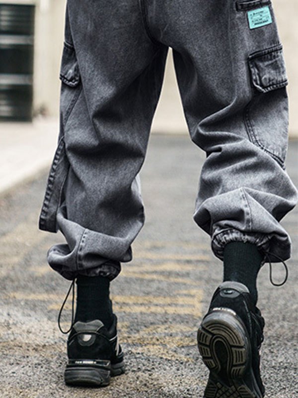 EMMIOL Vaqueros cargo con detalle de tirantes para hombre