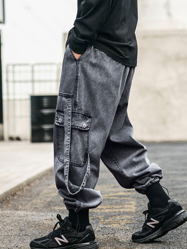 EMMIOL Vaqueros cargo con detalle de tirantes para hombre