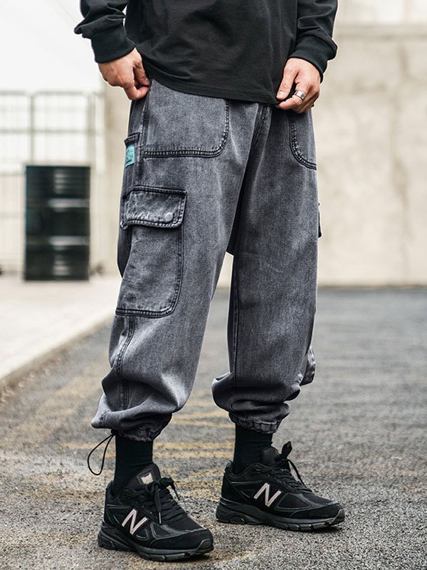 EMMIOL Vaqueros cargo con detalle de tirantes para hombre