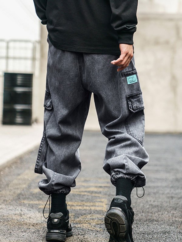 EMMIOL Vaqueros cargo con detalle de tirantes para hombre