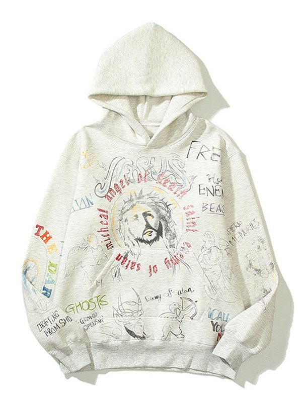 EMMIOL Men's Cotton Graffiti Print Hoodie