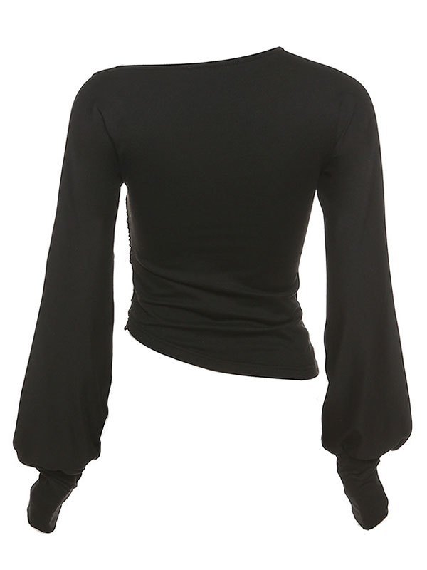 EMMIOL Irregular Ruched Long Sleeve Top