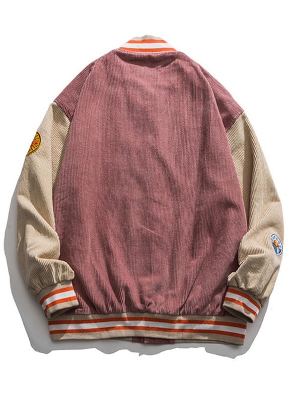 Emmiol Free shipping 2023 Men's Corduroy Badge Patched Jacket Red M in