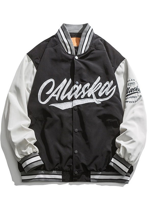 HIDETOSHI WAKASHIMA Harajuku - Giacca college americana da uomo, vestibilità regolare, in 3 colori, dalla S alla XXL, rosso/bianco, M