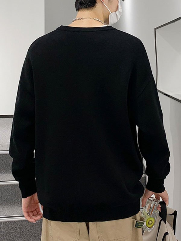 EMMIOL Maglione da uomo in maglia Drip Smile