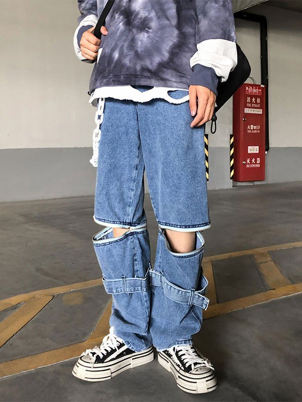 EMMIOL Men's Detachable Straight Leg Jeans