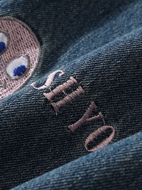 EMMIOL Jeans bordados de dibujos animados para hombre