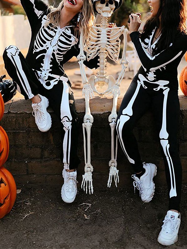 EMMIOL Skull Halloween Hooded Jumpsuit