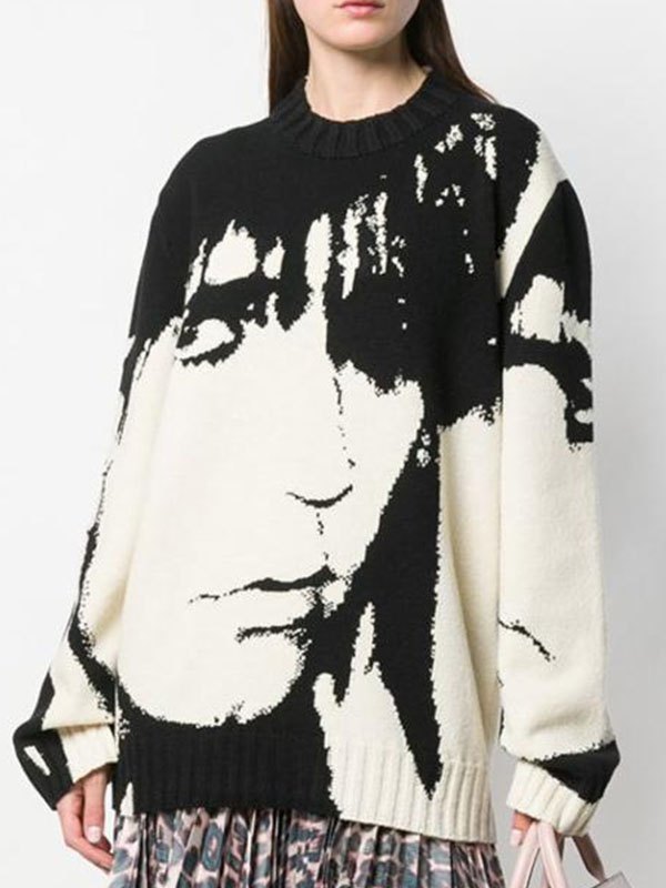 EMMIOL Anime Jacquard Knit Sweater