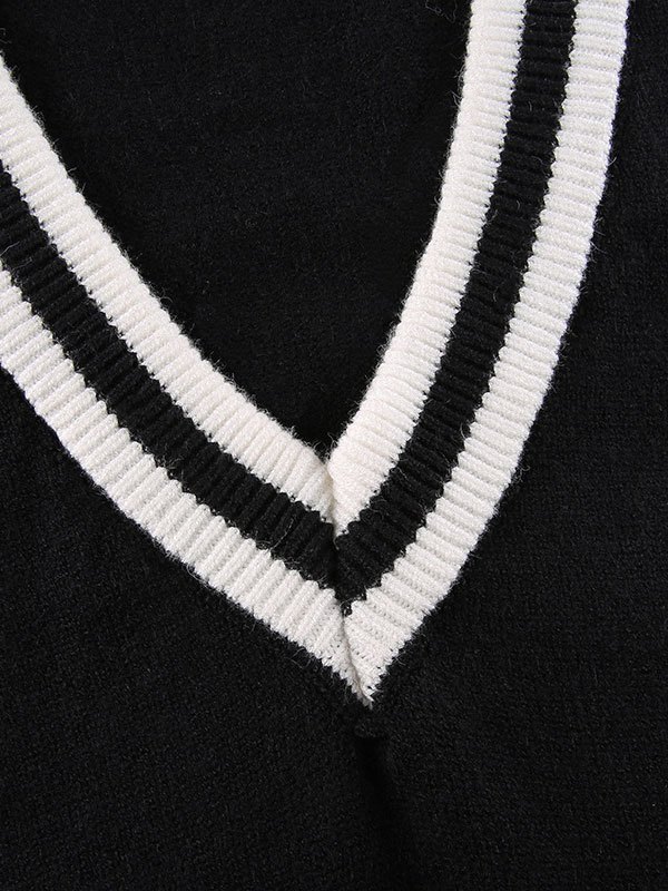 EMMIOL V Neck Contrast Stripe Sweater Vest