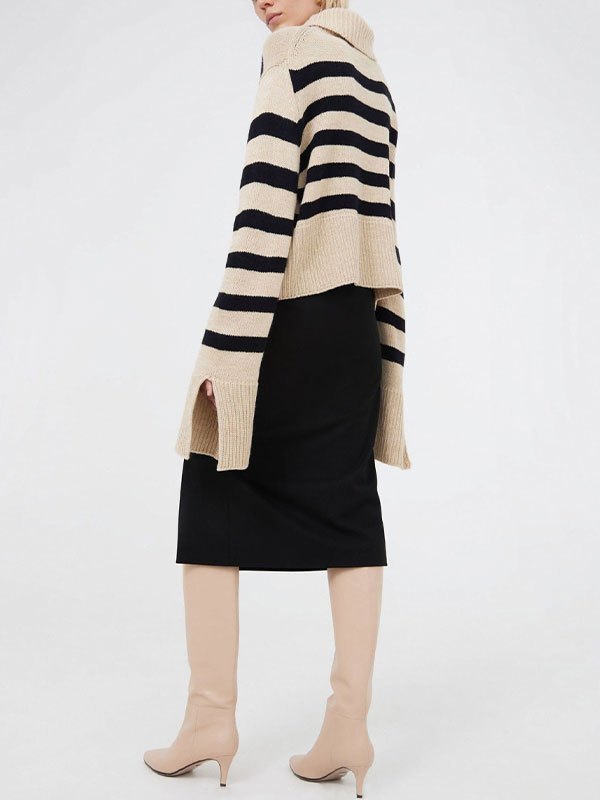 EMMIOL Maglione oversize a righe collo alto