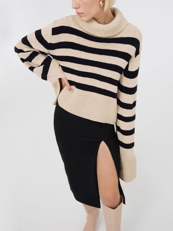 EMMIOL Maglione oversize a righe collo alto