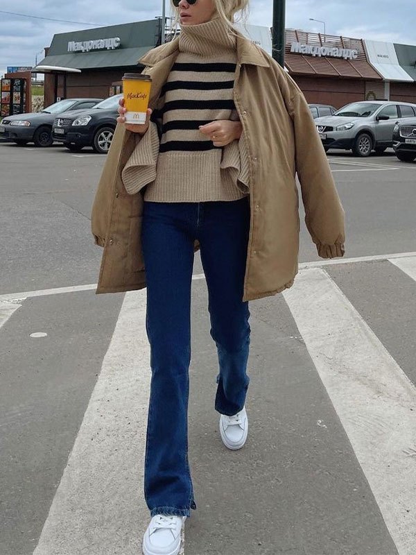 EMMIOL Maglione oversize a righe collo alto