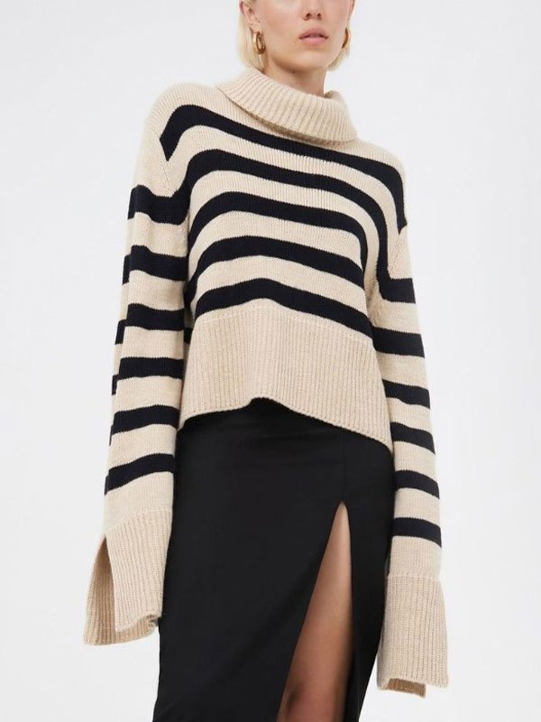 EMMIOL Maglione oversize a righe collo alto