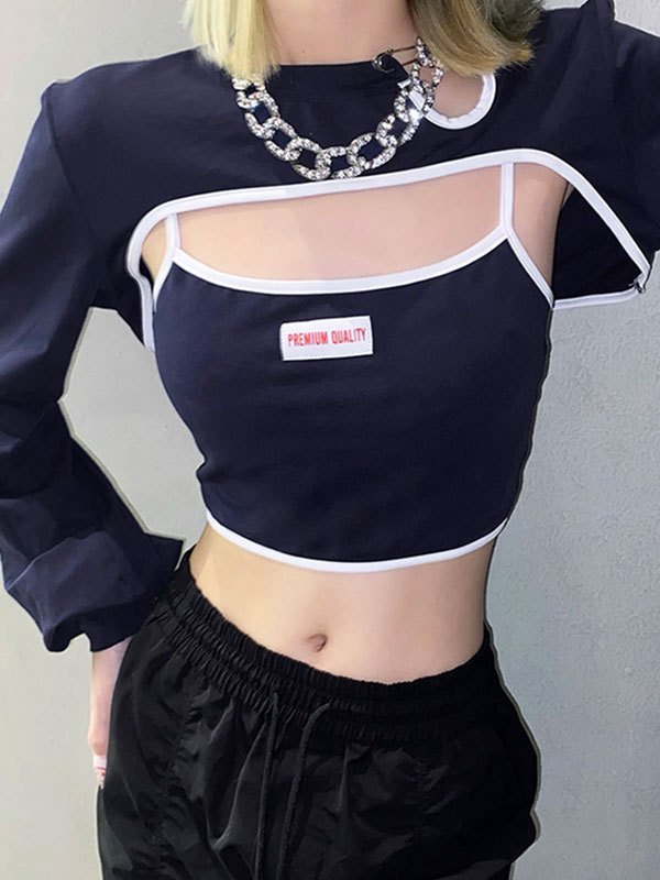 EMMIOL Long Sleeve Crop Top Set