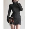 EMMIOL Vestido suéter de manga larga con cuello alto