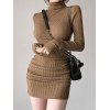 EMMIOL Vestido suéter de manga larga con cuello alto