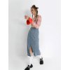 EMMIOL Herz-Jacquard-Midirock aus Denim