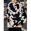 EMMIOL Sudadera de felpa con estampado de vaca para hombre