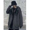 EMMIOL Drip Letter Print Zipper Hoodie