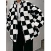 EMMIOL Oversized Faux Fur Checkered Coat