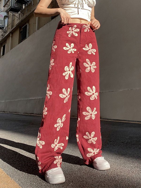 EMMIOL Floral High Waist Boyfriend Jeans