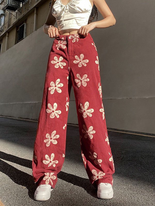 EMMIOL Floral High Waist Boyfriend Jeans