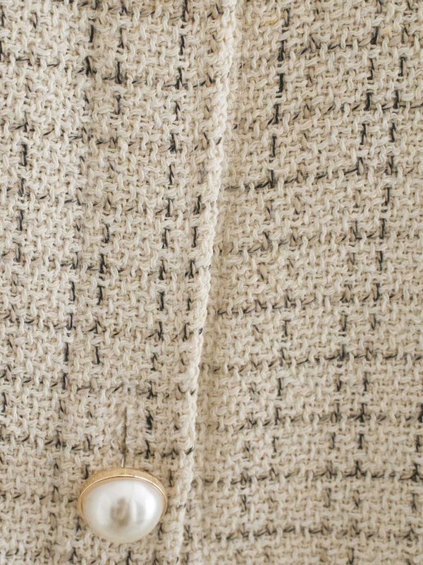 EMMIOL Faux Pearl Tweed Shirt Jacket