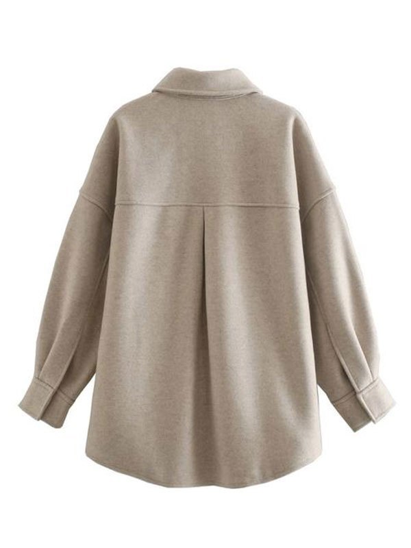 EMMIOL Oversize Pocket Woolen Shirt Jacket
