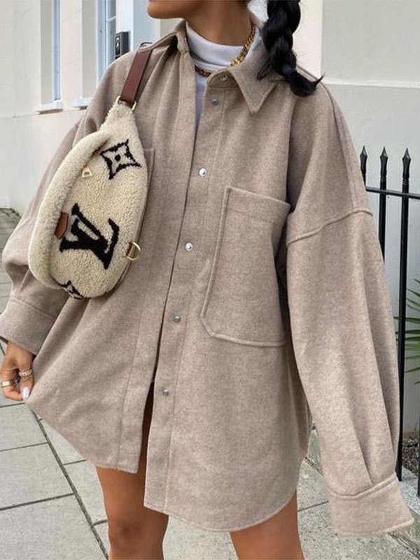 EMMIOL Oversize Pocket Woolen Shirt Jacket