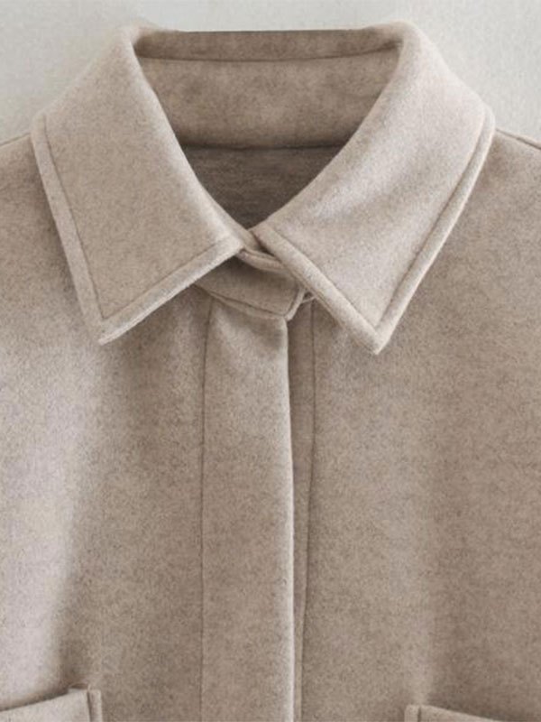 EMMIOL Oversize Pocket Woolen Shirt Jacket
