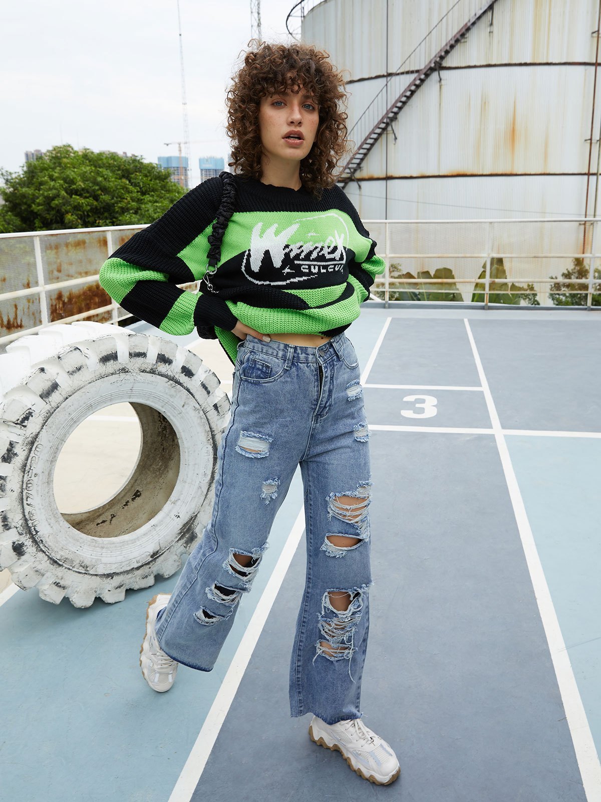 EMMIOL High Waist Super Ripped Jeans
