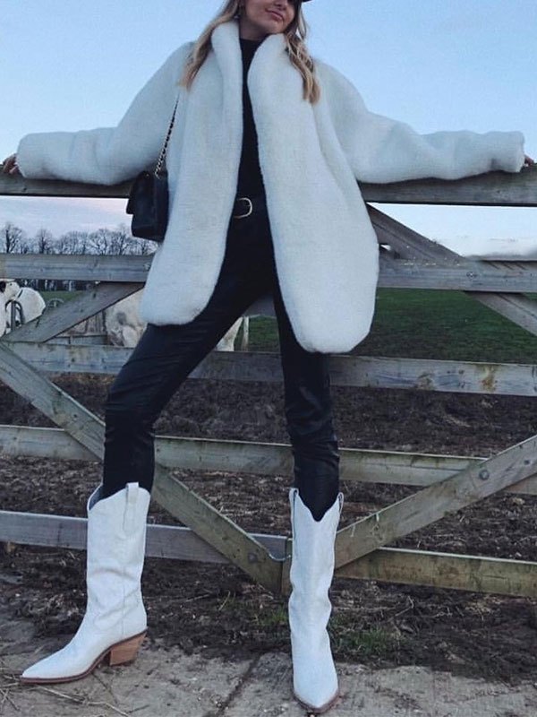 EMMIOL Oversized-Mantel aus Kunstpelz mit offener Vorderseite