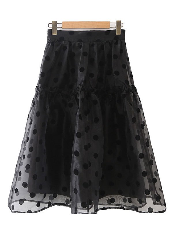 EMMIOL Organza Polka Dot Midi Skirt