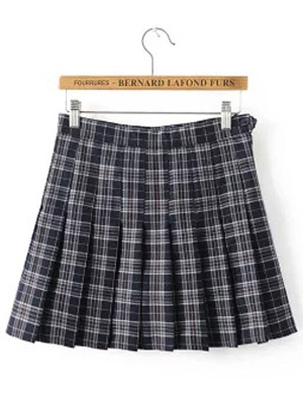 EMMIOL Vintage Checkered Pleated Mini Skirt